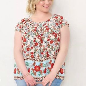 Lauren Conrad Women’s Plus Pleat Neck Top NWT